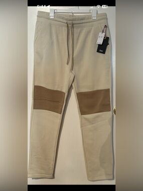 Men's Beige  Switch Sweatpants with Brown Knee Panels